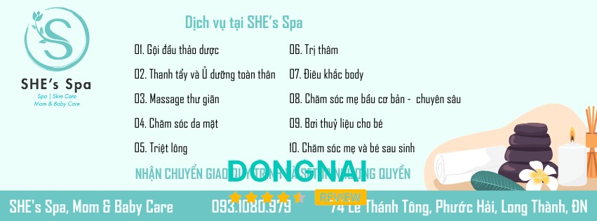 SHE's Spa chăm sóc mẹ và bé tại Long Thành